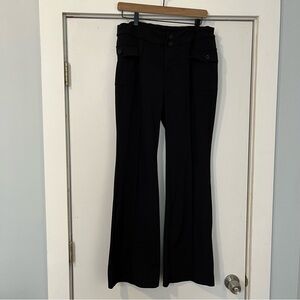 Black Wide-Leg Activewear Dress Pants flare leggings button zipper stretch XL